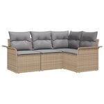 vidaXL Ensemble de canapé de jardin 4 Pièces Beige Poly rotin
