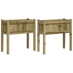 vidaXL Jardinières 2 Pièces avec pieds bois de pin imprégné