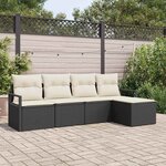 vidaXL Ensemble de canapé de jardin avec coussin 5 Pièces Noir  Crème