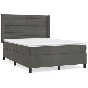 vidaXL Sommier à lattes de lit et matelas Gris foncé 140x190cm Velours
