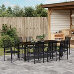 vidaXL Ensemble de Salle à Manger de Jardin 9 Pièces Noir Rattan PVC