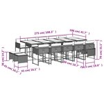 vidaXL Ensemble à manger de jardin 15 Pièces coussins noir résine tressée