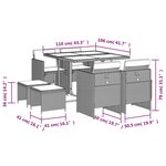vidaXL Ensemble à manger de jardin et coussins 9 Pièces marron poly rotin