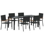 vidaXL Ensemble de salle à manger pour jardin 7 Pièces Noir