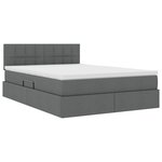vidaXL Lit de rangement LED avec matelas Gris foncé 140 x 190 cm Tissu
