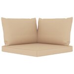 vidaXL Canapé palette de jardin 2 places et coussins beige Pinède