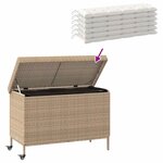 vidaXL Boîte de rangement de jardin et roues résine tressée