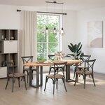 vidaXL Table à manger marron clair bois de chêne massif ovale