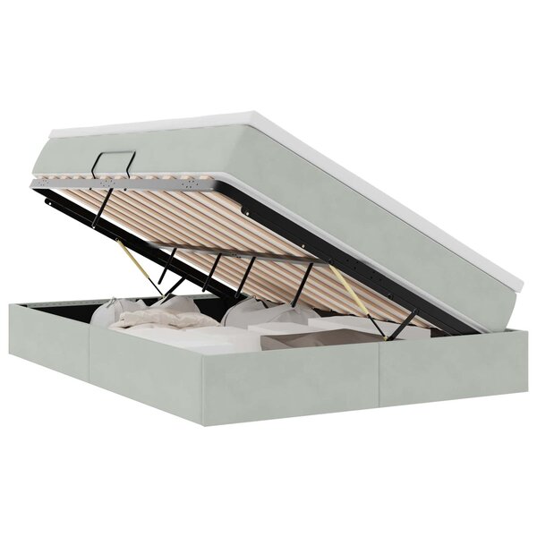 vidaXL Lit avec rangement et matelas Gris clair 140 x 200 cm Velours