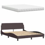 vidaXL Lit avec matelas marron foncé 160x200 cm tissu