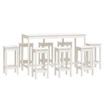 vidaXL Ensemble de bar 9 Pièces Blanc Bois de pin massif