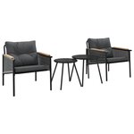 vidaXL Ensemble de meubles de balcon 4 Pièces avec coussins acier noir