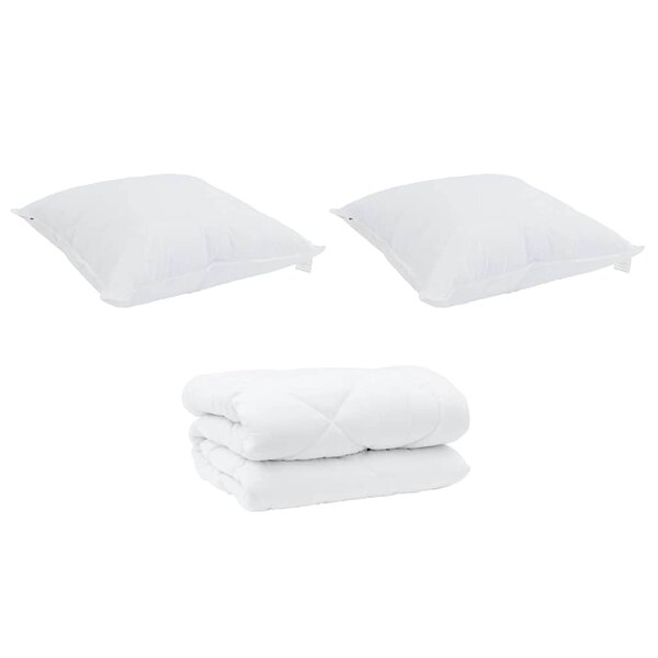 vidaXL Duvet d'hiver avec oreiller 3 Pièces Blanc 240 x 200 cm Microfibre