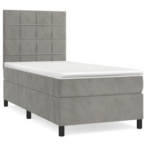 vidaXL Sommier à lattes de lit et matelas Gris clair 90x190 cm Velours