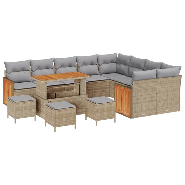 vidaXL Ensemble de canapé de jardin 14 Pièces Beige et Gris clair