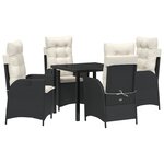vidaXL Set de repas de jardin de 5 pièces avec coussins en poly rattan noir