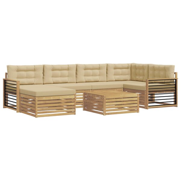 vidaXL Ensemble de canapés d'extérieur 7 pc Blanc et Beige