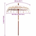 vidaXL Parasol balinais Crème (180-190) x 260 cm Coton et bois massif