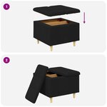 vidaXL Pouf de rangement avec coussin Noir 60 x 60 x 45 cm tissu