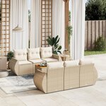 vidaXL Salon de jardin avec coussins 7 Pièces beige résine tressée