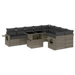 vidaXL Salon de jardin avec coussins 10 Pièces gris résine tressée