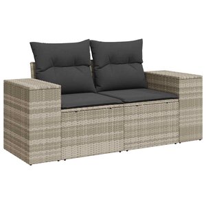 vidaXL Canapé de jardin 2 places et coussins gris clair résine tressée