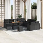 vidaXL Set de canapés de jardin 13 pièces avec coussins noir en poly rotin Acacia.
