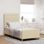 vidaXL Cadre de lit avec tête de lit Crème 100 x 200 cm tissu