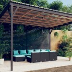vidaXL Salon de jardin 10 Pièces avec coussins Noir Résine tressée