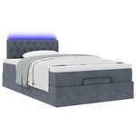 vidaXL Lit ottoman avec matelas et LED gris foncé 90x200cm