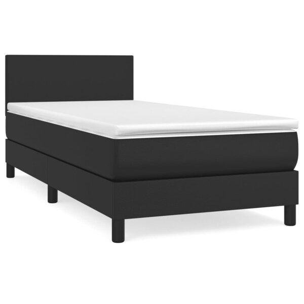 vidaXL Sommier à lattes de lit avec matelas Noir 90x190 cm Similicuir