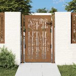 vidaXL Portail de jardin 105x130 cm acier corten design de bambou