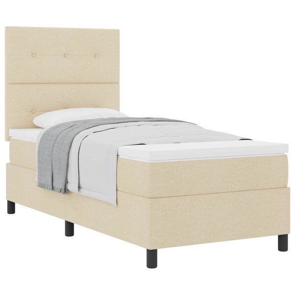 vidaXL Lit à ressorts avec matelas Crème 90 x 200 cm tissu