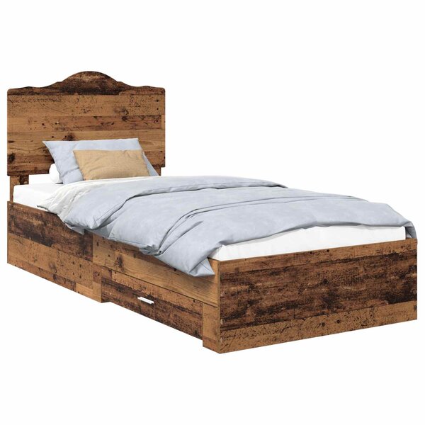 vidaXL Cadre de lit Bois ancien 90 x 200 cm Bois d'ingénierie