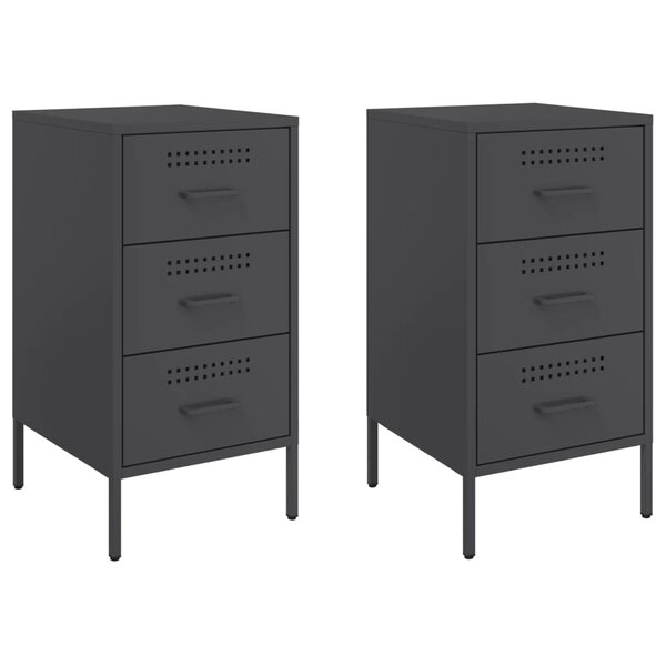 vidaXL Tables de chevet 2 Pièces noir 36x39x68 cm acier