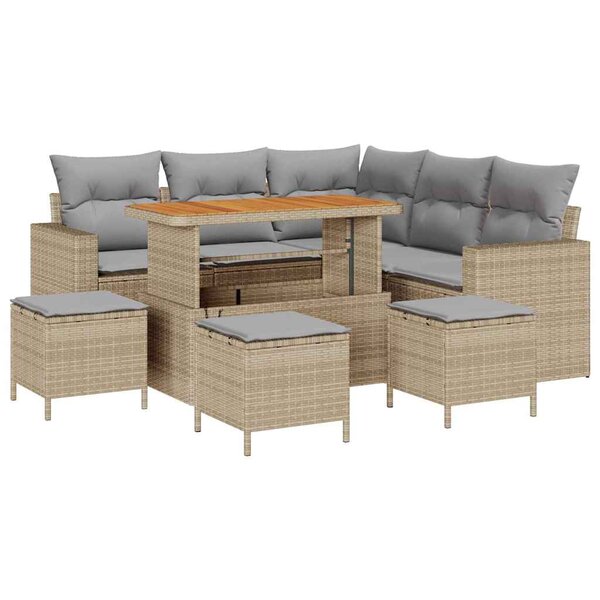 vidaXL Ensemble de canapé de jardin 9 Pièces beige et gris clair
