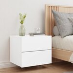 vidaXL Table de chevet murale avec lumières LED blanc