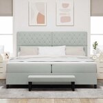 vidaXL Lit à ressorts avec matelas Gris clair 200 x 200 cm Velours