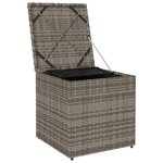 vidaXL Coffre de rangement Gris et bleu marine Coussins en ratán et en tissu