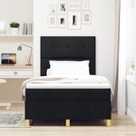 vidaXL Lit à ressorts avec matelas noir petit double en tissu
