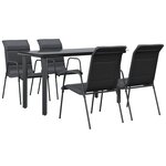 vidaXL Ensemble à manger de jardin 5 Pièces noir textilène et acier