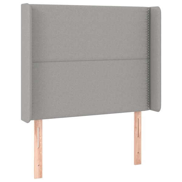 vidaXL Tête de lit avec oreilles Gris clair 103x16x118/128 cm Tissu