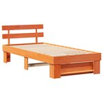 vidaXL Cadre de lit avec tête de lit Brun cire 75 x 190 cm Pin massif