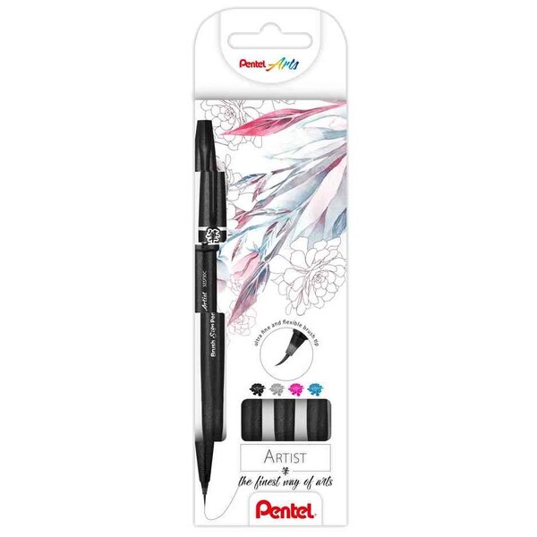 Pentelarts stylo pinceau sign pen artist  set de 4 pentel arts