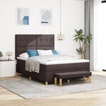 Lit Box Spring vidaXL avec Matelas & Banc Marron Foncé 160x200 cm Tissu