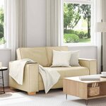 vidaXL Canapé 2 places Crème 120 cm Tissu