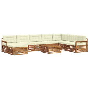 vidaXL Ensemble de canapés d'extérieur 9 pc Naturel et Crème