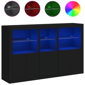 vidaXL Buffet avec lumières LED noir 162x37x100 cm