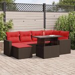 vidaXL Salon de jardin avec coussins 7Pièces marron résine tressée acacia