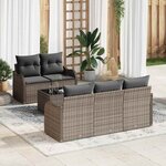 vidaXL Ensemble de canapé de jardin 6 Pièces Gris Poly rotin